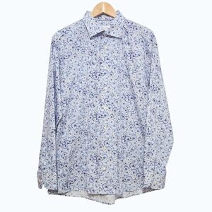 ETON Men's Blue PAISLEY Patterned Slim Dress Shirts Neck 17